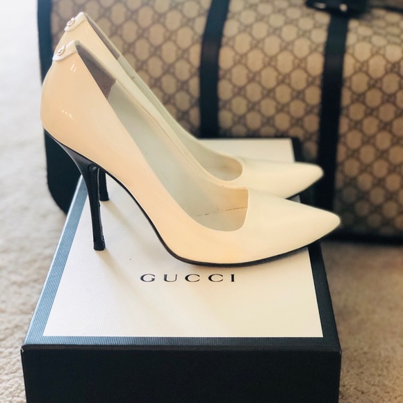 white gucci heels